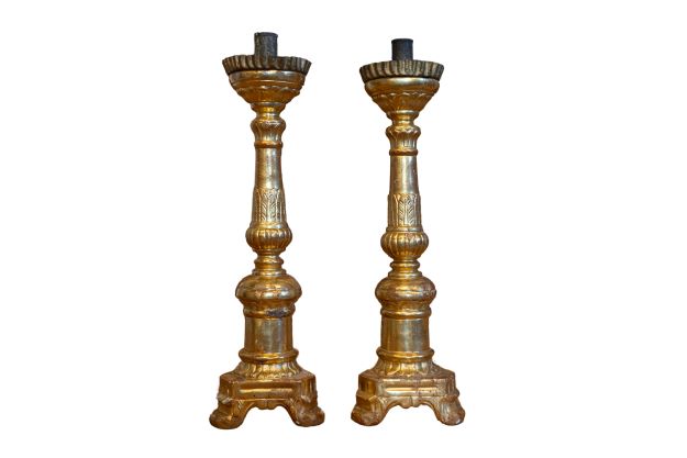 Pair of Mid 19th Century Italian Louis Philippe Candlesticks